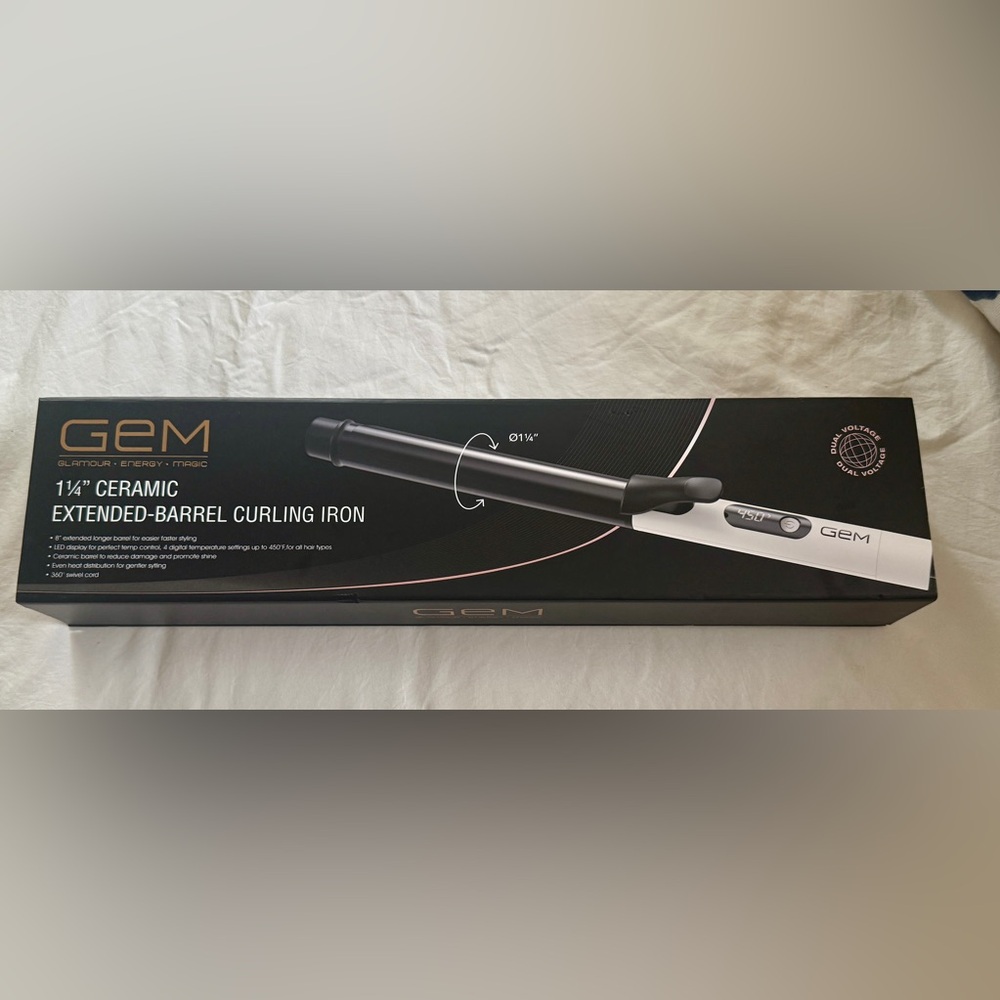GEM 1 1/4" Ceramic Curling Iron with Extended Barrel
